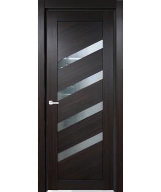 Дверь с ПВХ покрытием 5К (Темный Венге, стекло матовое)
