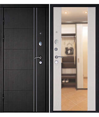 Входная дверь «Тепло-люкс» с зеркалом (Дуб беленый) Входная дверь «Тепло-люкс» с зеркалом (Дуб беленый)