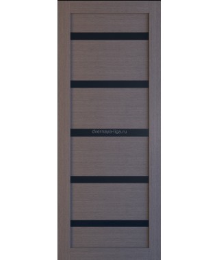 Дверь из экошпона Техно 5 Дуб серый (черное стекло)